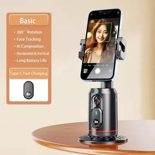 SUPORTE DE CELULAR 360 COM RASTREAMENTO FACIAL INTELIGENTE SELFIE COR PRETO KA-ZP117