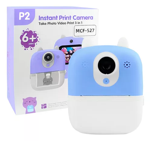 CÂMERA INFANTIL INSTANTANEA 3-EM-1 IMPRESSAO INSTANTANEA  LENTES DUPLAS 12MP 32GB MEMORIA ESTENDIDA COM 3 ROLOS DE PAPEL