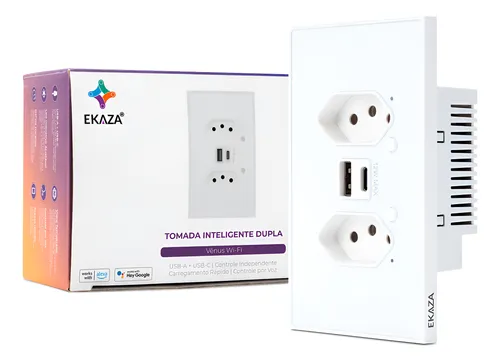TOMADA DUPLA SOFT TOUCH VENUS 10A + USB BRANCO WIFI-T417-WB