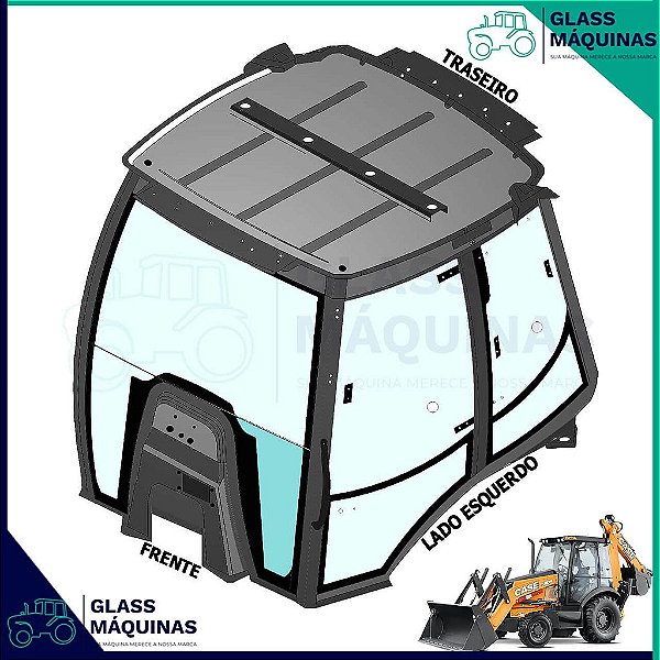 VIDRO PARABRISA FRONTAL INFERIOR ESQUERDO CASE 580N 448608A1