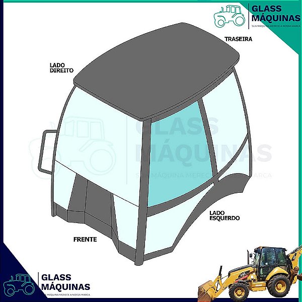 VIDRO DA PORTA SUPERIOR ESQUERDA CATERPILLAR 416E 205-9587 2059587