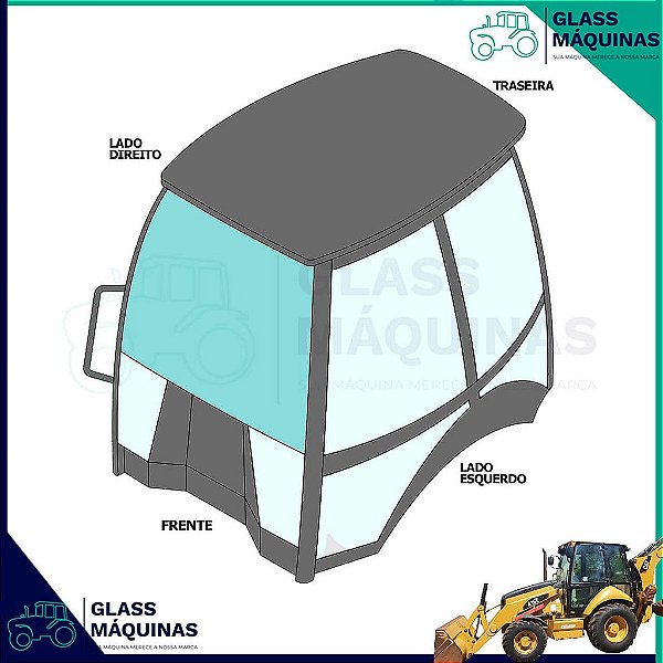 VIDRO PARABRISA FRONTAL SUPERIOR CATERPILLAR 416E 205-9607 2059607