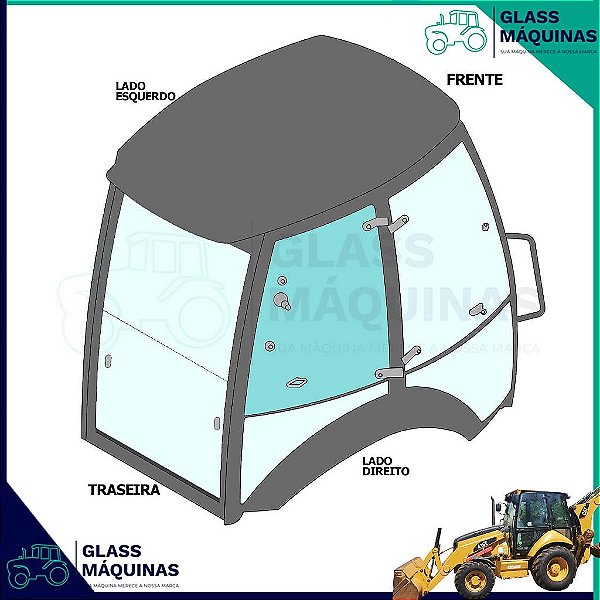 VIDRO SUPERIOR TRASEIRO DIREITO CATERPILLAR 416E 205-9630 2059630