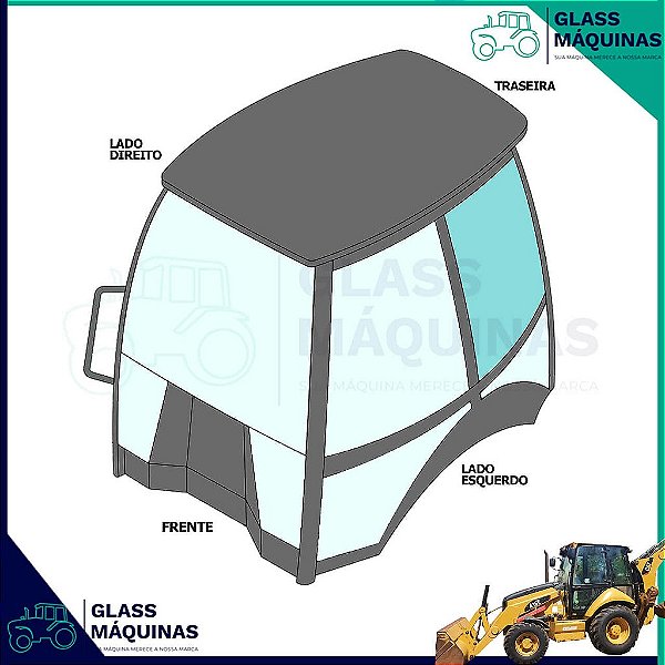 VIDRO SUPERIOR TRASEIRO ESQUERDO CATERPILLAR 416E 205-9621 2059621