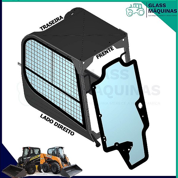 VIDRO PORTA PARABRISA 10 FUROS MINICARREGADEIRA CASE SV175 SV185 SV300 NEW HOLLAND L220 L218 L200 84344565 47405930