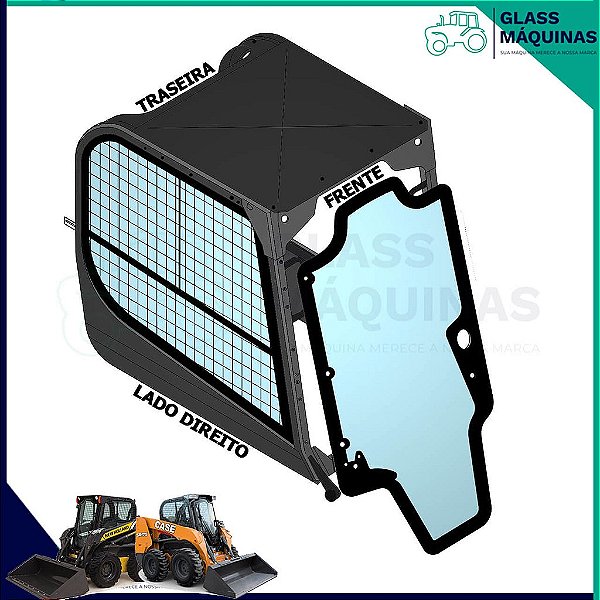VIDRO PORTA PARABRISA 8 FUROS MINICARREGADEIRA  CASE SV175 SV185 SV300 NEW HOLLAND L220 L218 L200 84344565 47405930