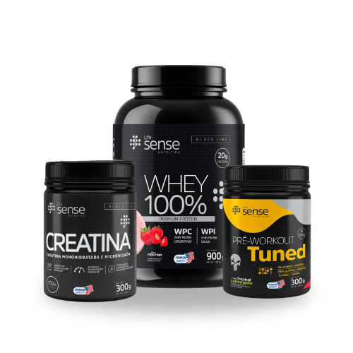 Combo Sense 2.0 (Whey 100% + Creatina 300gr + Pré treino TUNED)