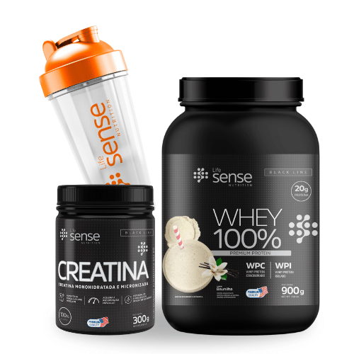 Kit Turbo Sense Baunilha (Whey 100% + Creatina 300gr + Coqueteleira)