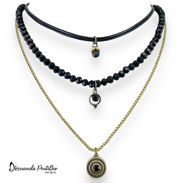 COLAR CURTO 3 VOLTAS PRETO 11623