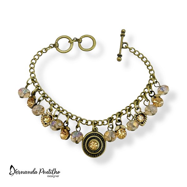 PULSEIRA CRISTAIS E PONTOS DE LUZ - DOURADA 12245