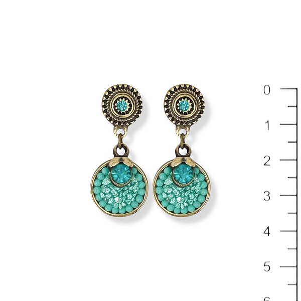 Brinco chapinha c/ cascalho e pto de luz - turquesa 11725