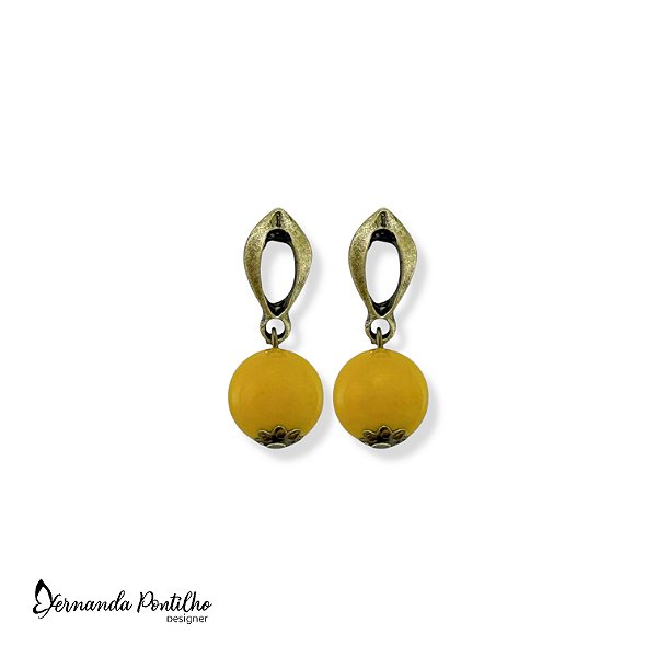 Brinco de bola amarelo 12117