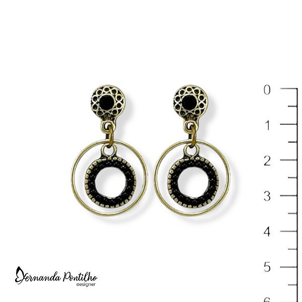 BRINCO ARGOLINHAS COLAGEM DE BOLINHAS PRETO 12303