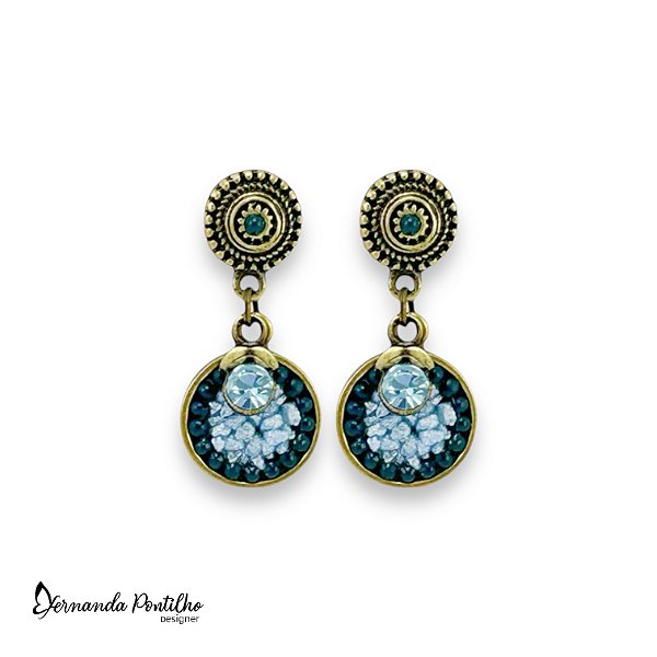 BRINCO CHAPINHA CASCALHO AZUL MARINHO E AQUAMARINE 12314