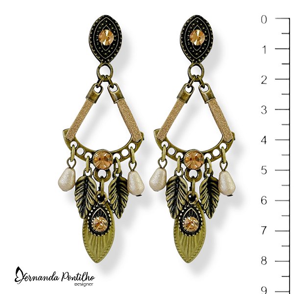 BRINCO ARCO NAVETE E GOTINHAS DE STRASS DOURADO 11808