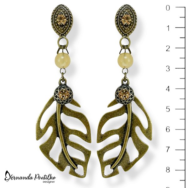 MAXI BRINCO FOLHA BEGE E DOURADO 12326