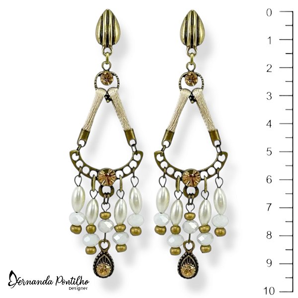 MAX BRINCO CETIM, CRISTAIS E PÉROLAS - BRANCO E DOURADO 12431