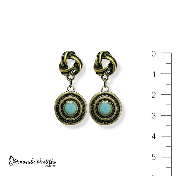 BRINCO MANDALINHA C/ STRASS TURQUESA 12586