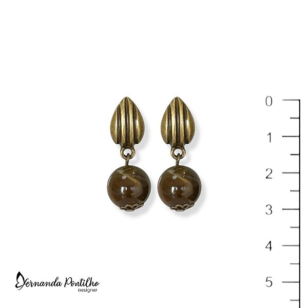 Brinco de bola marrom mesclada 12633