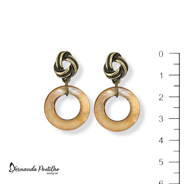 Brinco argola de madrepérola caramelo 12630
