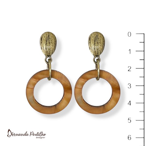 Brinco argola de madrepérola caramelo 12630
