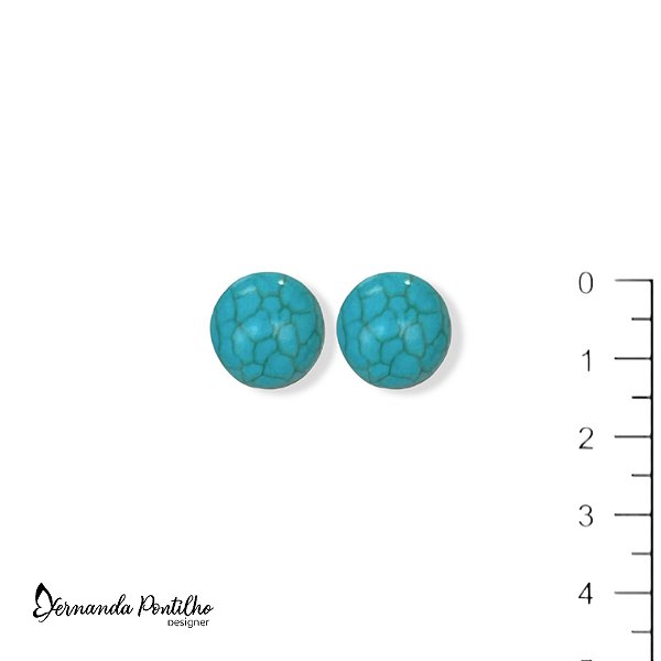 Brinco pedra natural turquesa 12640