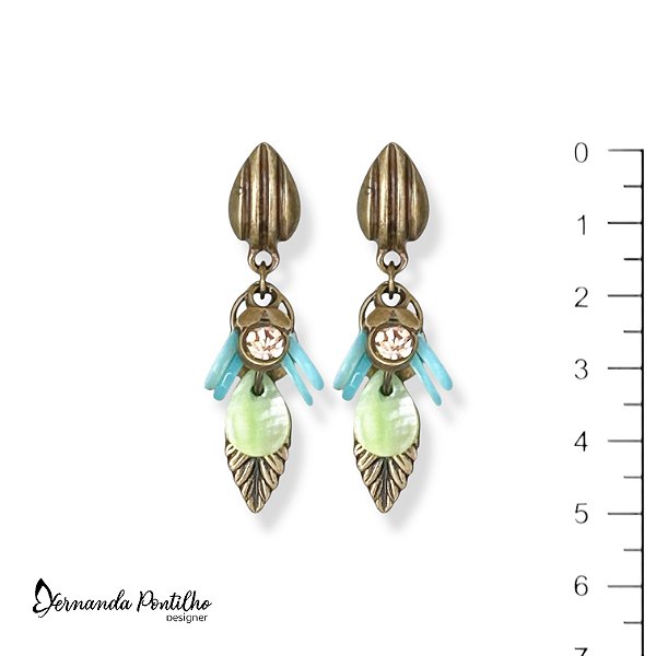 Brinco cachinho c/ gotinhas de madrepérola e strass - candy color 12660