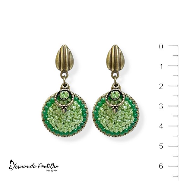 Brinco chapa c/ cascalho e pto de luz - verde 12676