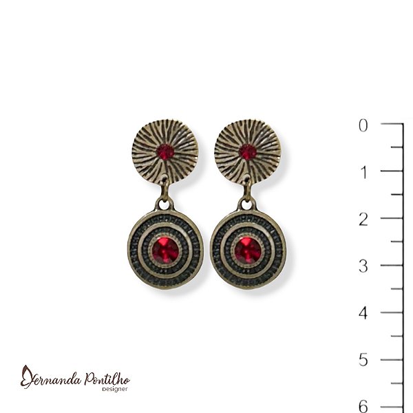Brinco mandalinha c/ strass vermelho 11915