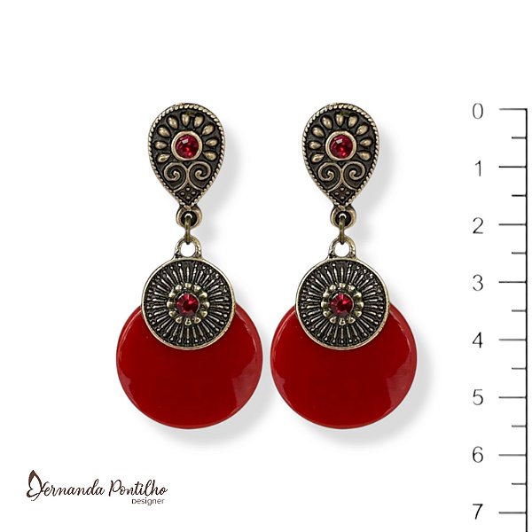 Brinco chapa de resina e pto de luz - vermelho 12705