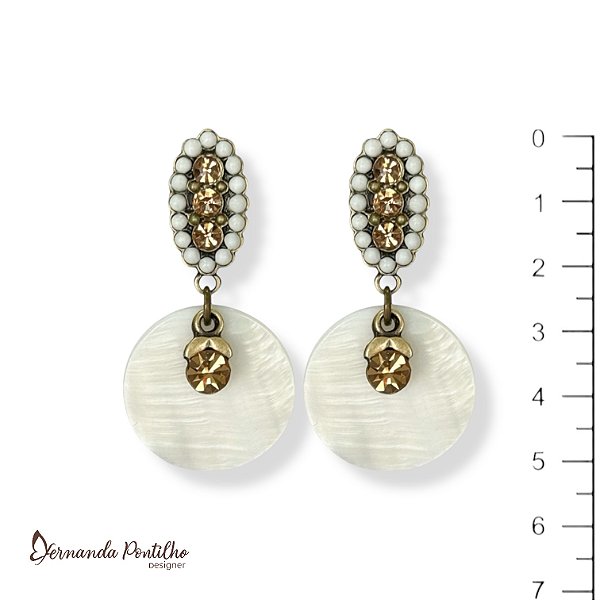 Brinco madrepérola e pto de luz - branco, pérola e dourado 12685