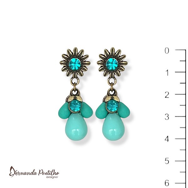 Brinco cachinho turquesa 12732