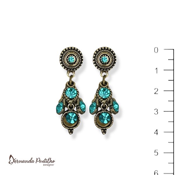 Brinco cachinho de pontos de luz turquesa 7864