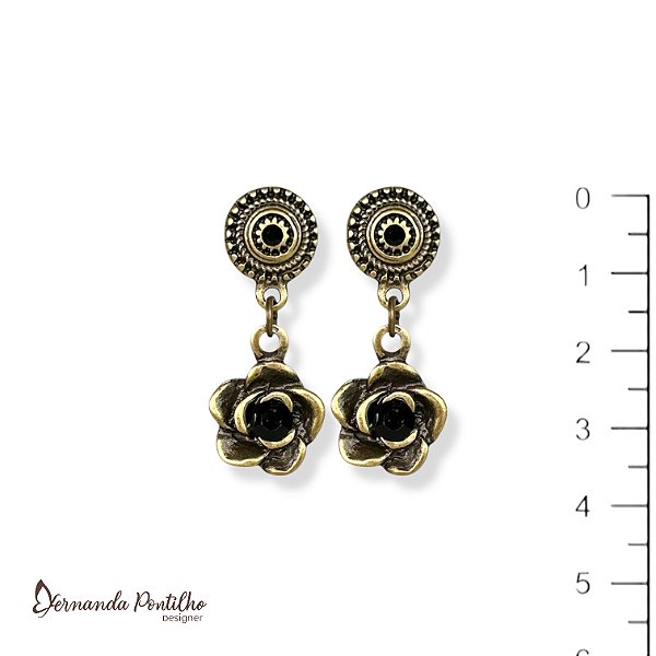 Brinco rosinha c/ strass Preto 12781