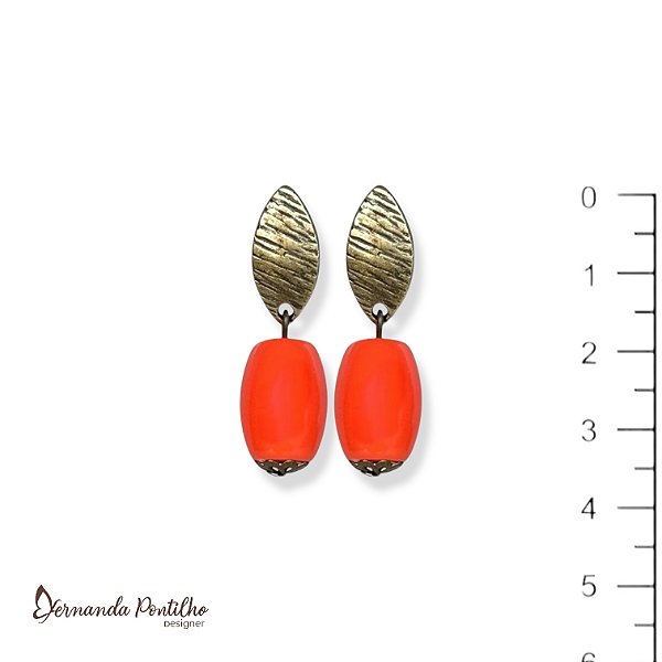 Brinco tubinho coral 12772