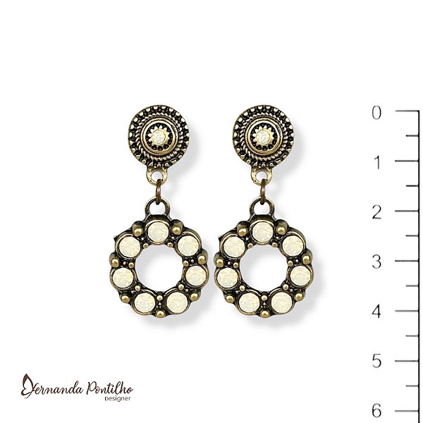 Brinco rodinha c/ strass branco 12777