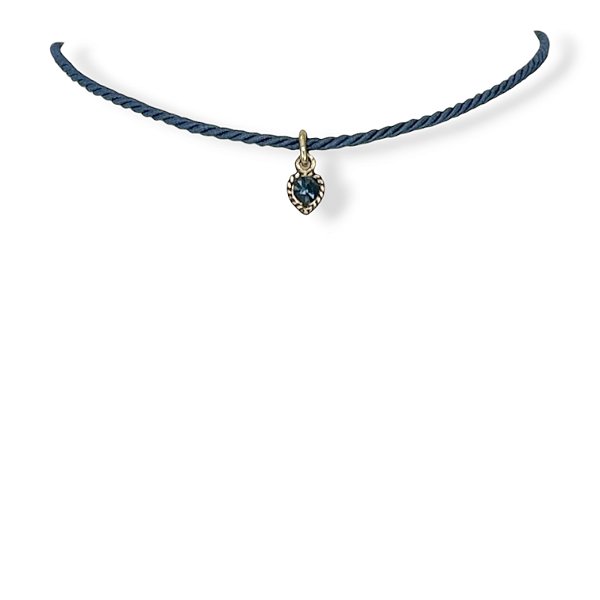 Choker cordão e pto de luz coração azul marinho - 12820