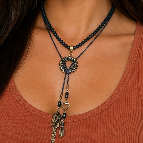 Colar de amarração versátil - várias formas de uso - azul marinho 12841