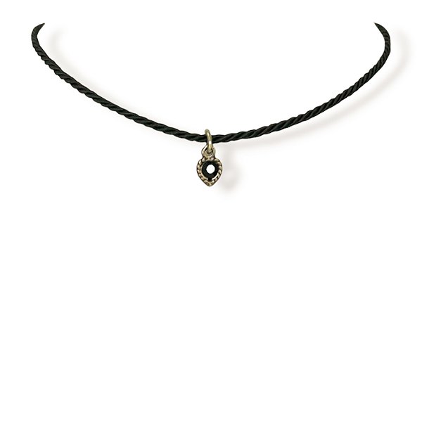 Choker cordão e pto de luz coração preto - 12853
