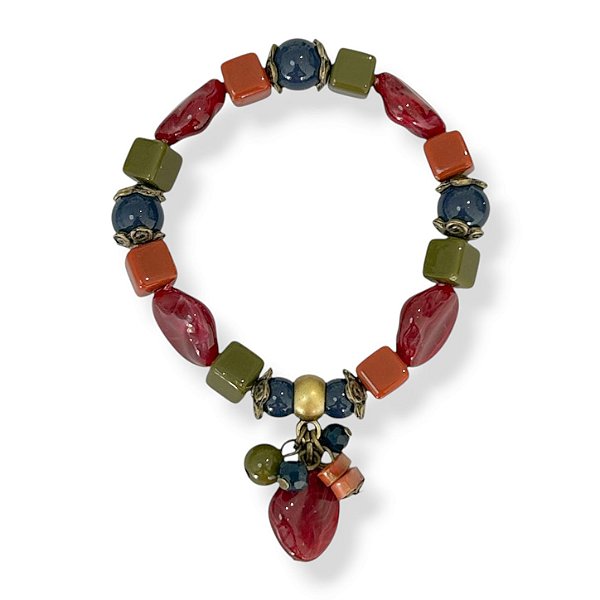 Pulseira c/ resinas e berloques - colorido 12887