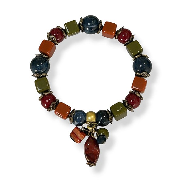 Pulseira c/ resinas e berloques coloridos - 12887