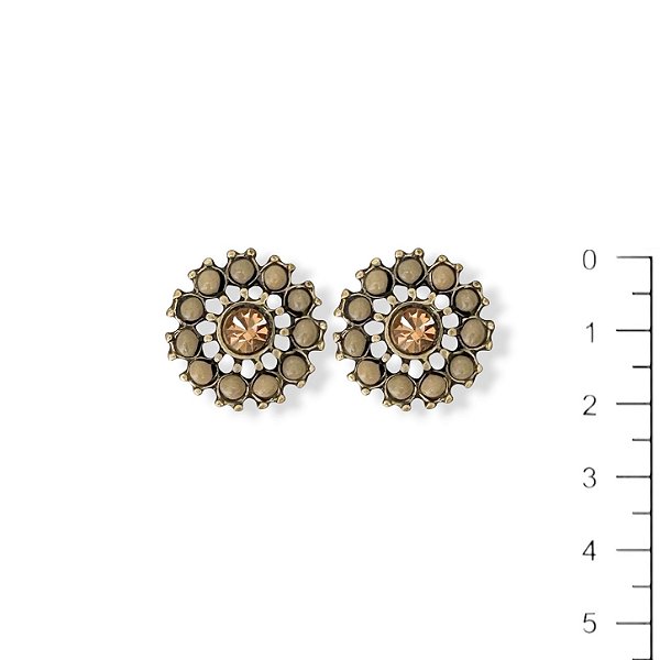 Brinco flor bege e dourado - 12864