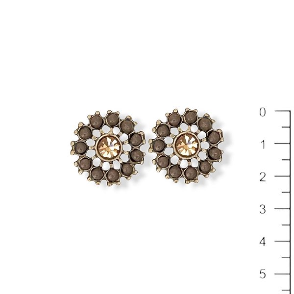 Brinco flor marrom e dourado - 12859