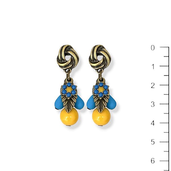 Brinco de cachinho azul e amarelo - 12899