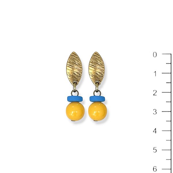 Brinco bola e disquinho azul e amarelo - 12893