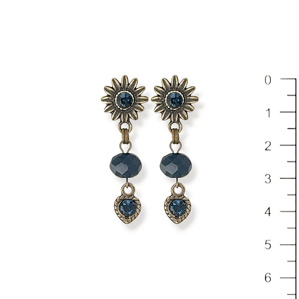 Brinco c/ cristal e strass - azul marinho 12903