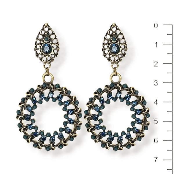 Brinco mandala c/ strass - azul marinho 12745