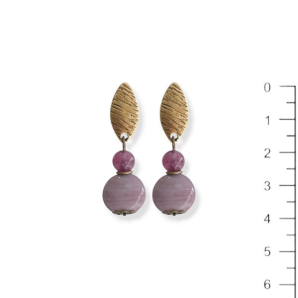 Brinco c/ Murano e bola natural - light Amethist 12869