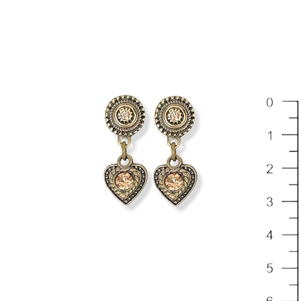 Brinco coração c/ strass dourado - 12906