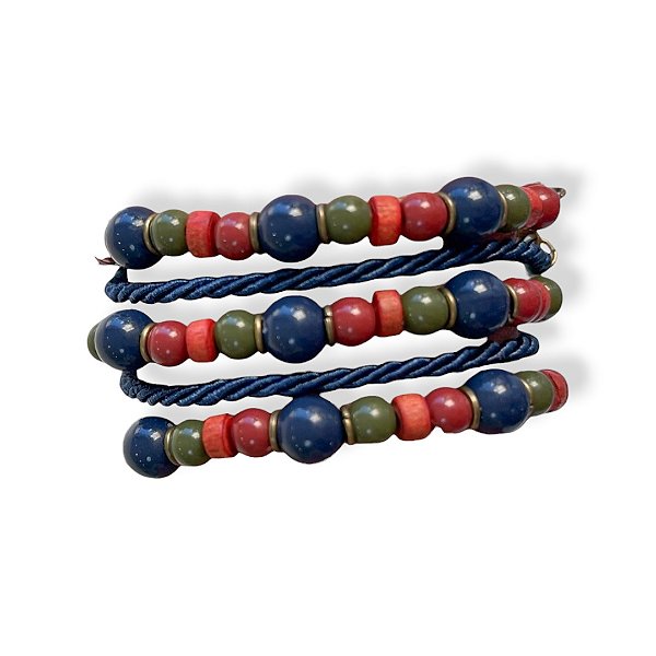 Pulseira T 5 voltas c/ contas e cordões - colorido 12919